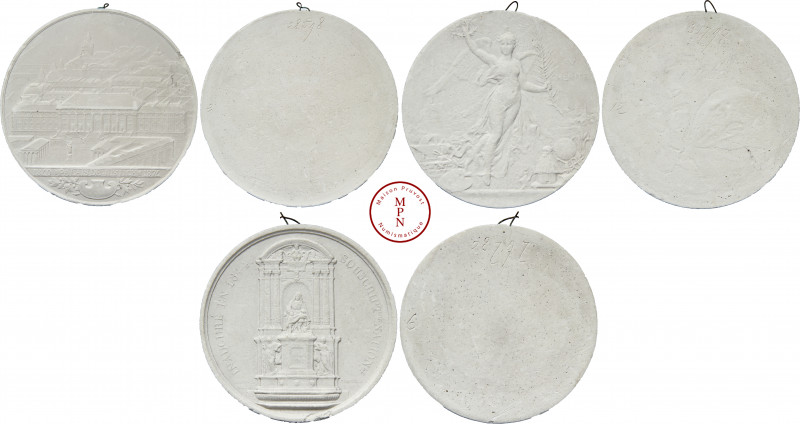 Troisième République (1870-1940), Lot de trois plâtres : revers de la médaille p...