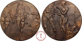 Cinquième République (1958-) Les Baigneuses, Épreuve d'Auteur, Médaille, Jacques Despierre, Tranche EE/100, 1972 Bronze, FDC, 569 g, 163 mm, C.F.O. 42...
