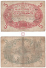 Martinique, Banque de la Martinique, 5 Francs, type 1901 Cabasson rouge, Émission de 1922, N.83 339, Directeur Dinslage, Caissier Pradeu, TB, Kolsky 3...