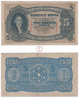 Banque de Norvège, 5 Kroner Guld, 1942, U.2670947, TTB/TTB+, Pick.7c.