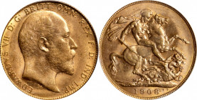 AUSTRALIA. Sovereign, 1908-P. Perth Mint. Edward VII. PCGS MS-64.

S-3972; Fr-34; KM-15. A near-Gem example in an old PCGS holder. Much luster remai...