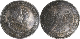 AUSTRIA. 2 Talers, ND (1635). Hall Mint. Leopold V with Claudia de' Medici. PCGS Genuine--Repaired, AU Details.

Dav-3331; KM-639. This posthumous i...