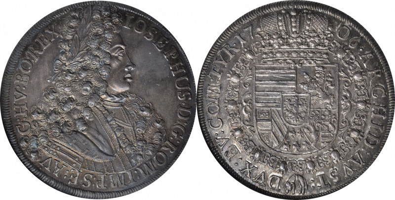 AUSTRIA. Taler, 1706. Hall Mint. Joseph I. NGC MS-63.

Dav-1018; KM-1438.1. Th...