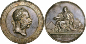 AUSTRIA. Austria - Egypt - France. Franz Joseph I/Opening of the Suez Canal Silver Medal, 1869. Vienna Mint. PCGS SPECIMEN-62.

Wurzbach-2484; Monte...