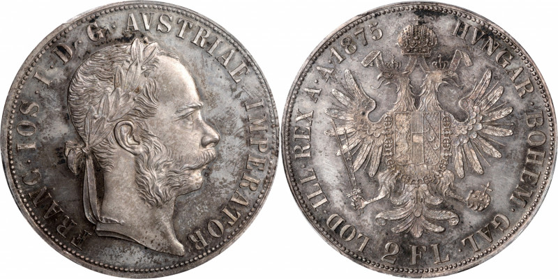 AUSTRIA. 2 Florins, 1875. Vienna Mint. Franz Joseph I. PCGS PROOF-65.

KM-2233...
