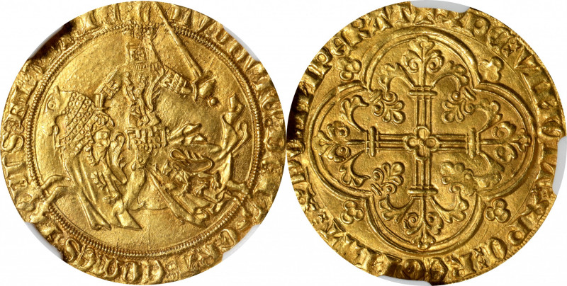 BELGIUM. Flanders. Cavalier d'Or, ND (1361-64). Ghent Mint. Louis II de Male. NG...