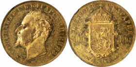 BULGARIA. 100 Leva, 1894-KB. Kremnica Mint. Ferdinand I. NGC MS-60 Prooflike.

Fr-2; KM-21. Mintage: 2,500. Unknown in choice grades, this ranks amo...