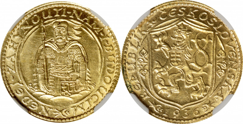 CZECHOSLOVAKIA. Ducat, 1936. Kremnica Mint. NGC MS-63.

Fr-2; KM-8. Mintage: 1...