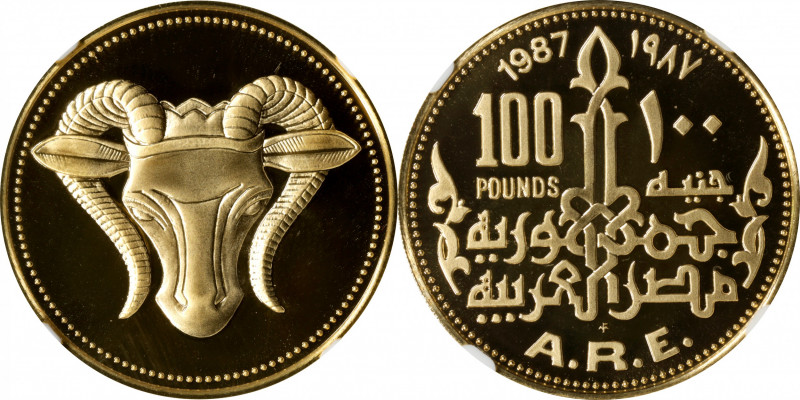 EGYPT. 100 Pounds, 1987. Franklin Mint. NGC PROOF-70 Ultra Cameo.

Fr-202; KM-...