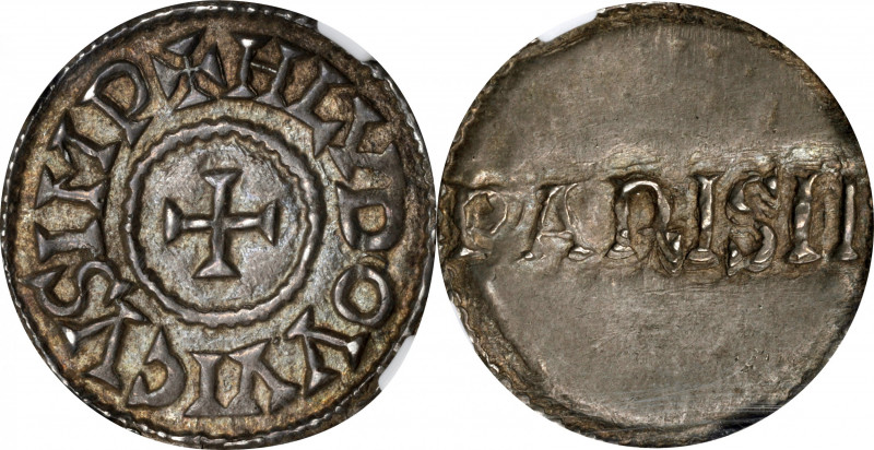 FRANCE. Carolingian. Denier, ND (814-840). Paris Mint. Louis I. NGC MS-62.

Mo...