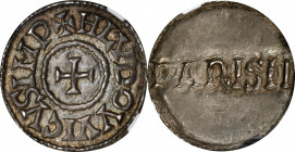 FRANCE. Carolingian. Denier, ND (814-840). Paris Mint. Louis I. NGC MS-62.

Morrison & Grunthal-361; Prou-317. Obverse: Cross at center, +HLVDOVVICV...