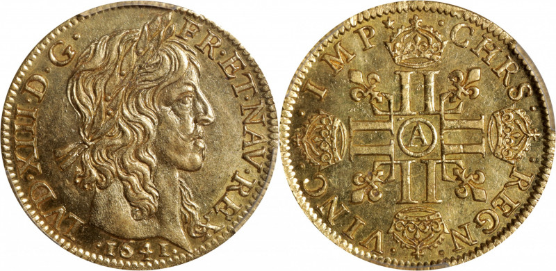 FRANCE. Louis d'Or, 1641-A. Paris Mint. Louis XIII. PCGS MS-62.

Fr-410; KM-10...