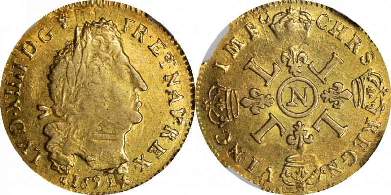 FRANCE. Louis d'Or, 1694-N. Montpellier Mint. Louis XIV. NGC AU-58.

Fr-433; K...