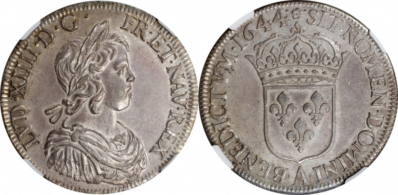 FRANCE. Ecu, 1644-A (Rose). Paris Mint. Louis XIV. NGC MS-61.

KM-144.2; Dav-3...
