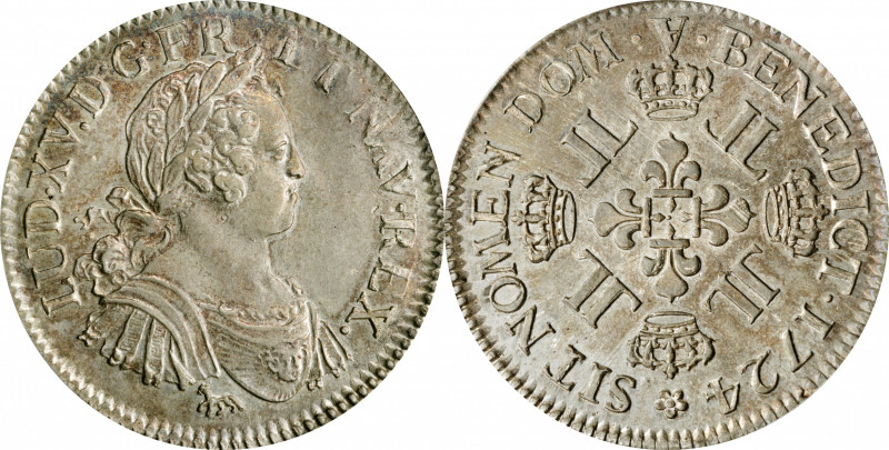 FRANCE. Ecu, 1724-A. Paris Mint. Louis XV. PCGS AU-58.

Dav-1329; KM-472.1; Ga...