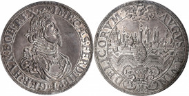 GERMANY. Augsburg. Taler, 1641. Free City (in the name of Ferdinand III). NGC MS-63.

KM-77; Dav-5039. Attractively toned, this delightful crown has...