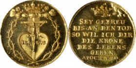 GERMANY. Nurnberg. Gold Biblical Medallic Ducat, ND (ca. 1780). PCGS MS-63.

GPH-1076. Inscription: "sey getreu bis an den tod so wil ich dir die kr...