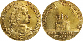 GERMANY. Prussia. Ducat, 1713-L CS. Berlin Mint. Friedrich III. PCGS MS-61.

Fr-2312; KM-114. L refers to the die cutter Christian Fredrich Luders. ...