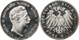 GERMANY. Prussia. 5 Mark, 1906-A. Berlin Mint. Wilhelm II. PCGS PROOF-66 Deep Cameo.

Dav-789; KM-523; J-104. The single finest certified on the PCG...