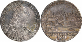GERMANY. Regensburg. Taler, 1756-ICB. Franz I. PCGS MS-62.

Dav-2618; KM-372. This impressive Crown is highlighted by light golden and indigo toning...