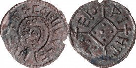 GREAT BRITAIN. Anglo-Saxon. Kings of Mercia. Penny, ND (796-821). Mint in East Anglia; Wihtred, moneyer. Coenwulf. EXTREMELY FINE Details. Repaired.
...