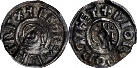 GREAT BRITAIN. Anglo-Saxon. Kings of Wessex. Penny, ND (ca. 828-39). Canterbury Mint; Diormod, moneyer. Ecgberht. PCGS Genuine--Bent, AU Details.

S...