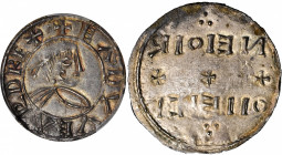 GREAT BRITAIN. Anglo-Saxon. Kings of Wessex. Penny, ND (ca. 920-24). Mint in East Anglia; Uncertain moneyer. Edward the Elder. PCGS MS-62.

S-1086; ...