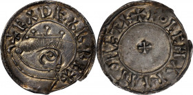 GREAT BRITAIN. Anglo-Saxon. Kings of All England. Penny, ND (959-75). Mint in East Anglia; Folcard, moneyer. Eadgar. PCGS Genuine--Scratch, Unc Detail...