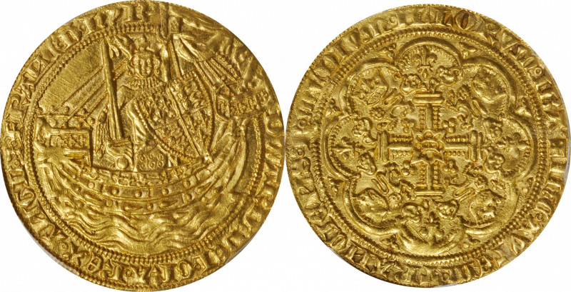 GREAT BRITAIN. Noble, ND (1351-52). London Mint; mm: -/cross pattee. Edward III....