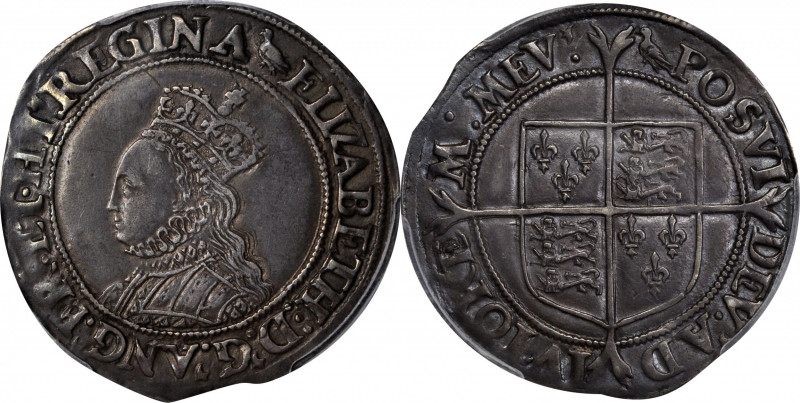 GREAT BRITAIN. Shilling, ND (1560-61). London Mint; mm: martlet. Elizabeth I. PC...