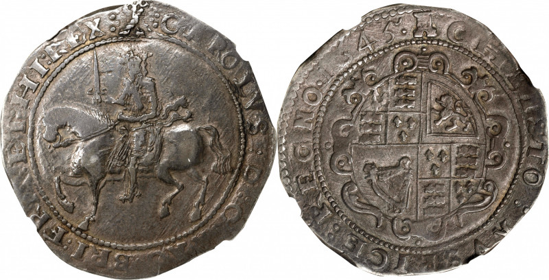 GREAT BRITAIN. Crown, 1645. Exeter Mint. Charles I. NGC EF-40.

S-3062; KM-334...