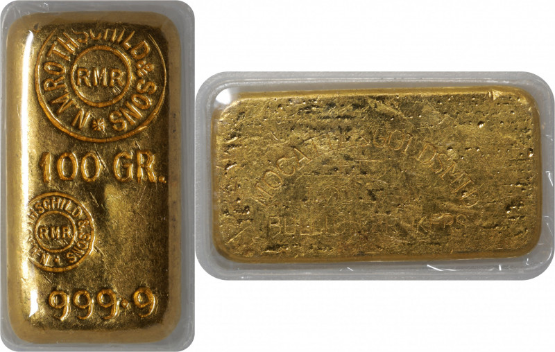 GREAT BRITAIN. Gold 100 Grams Ingot, ND (ca. 1960). London Mint (Royal Mint Refi...