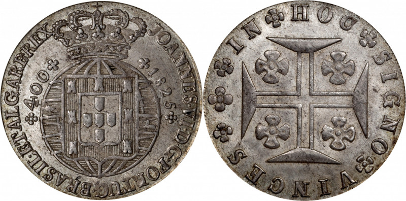 PORTUGAL. 400 Reis, 1825. Lisbon Mint. Joao VI. NGC MS-65.

Dav-261; KM-358. T...