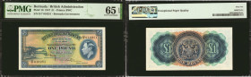 BERMUDA. Bermuda Government. 1 Pound, 1947. P-16. PMG Gem Uncirculated 65 EPQ.

Vignette of King George VI on the right. Colorful details on the rev...