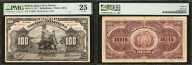 BOLIVIA. El Banco de la Nacion Boliviana. 100 Bolivianos, 1911. P-111. PMG Very Fine 25.

Printed by ABNC. Black series letter. The highest denomina...