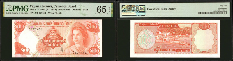 CAYMAN ISLANDS. Cayman Islands Currency Board. 100 Dollars, 1974 (ND 1982). P-11...