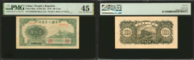 CHINA--PEOPLE'S REPUBLIC. The People's Bank of China. 100 Yuan, 1948. P-806a. PMG Choice Extremely Fine 45.

(S/M#C282). Block 243. The first year f...