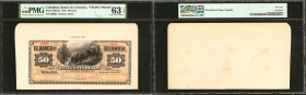 COLOMBIA. Lot of (2) El Banco de Colombia. 50 Pesos, 1881 & ND (1881). P-S387p1 & S387p2. Front & Back Proof. PMG Choice Uncirculated 63 EPQ & Gem Unc...