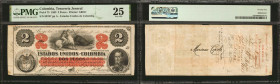 COLOMBIA. Tesoreria Jeneral de los Estados Unidos de Colombia. 2 Pesos, 1863. P-75. PMG Very Fine 25.

Printed by ABNC. Arms are depicted at left be...