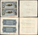COLOMBIA. Lot of (2) & Vignette. El Banco Nacional de los Estados Unidos de Colombia. 20 Pesos, 1881. P-144p. Front & Back Proof. Very Fine.

A Fron...