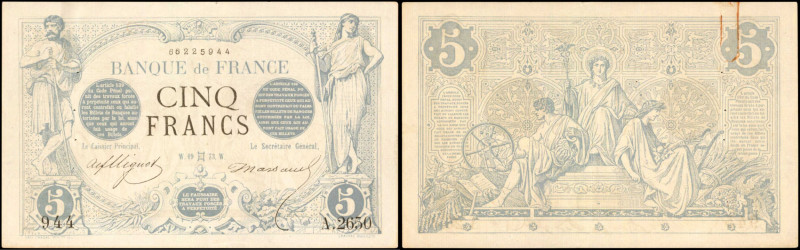 FRANCE. Banque de France. 5 Francs, 1871-1874. P-60. Very Fine.

Paper clip ru...