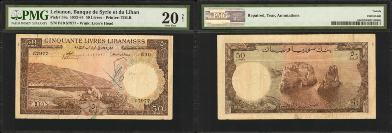 LEBANON. Banque de Syrie et du Liban. 50 Livres, 1952-64. P-59a. PMG Very Fine 2...