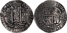 BOLIVIA. "Royal" Presentation Cob 8 Reales, 1663-P E. Potosi Mint, Assayer Antonia de Ergueta (E). Philip IV. NGC EF Details--Plugged.

KM-R21; Laza...