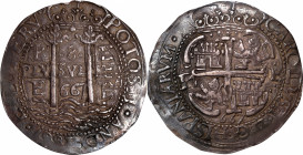 BOLIVIA. "Royal" Presentation Cob 8 Reales, 1667-P E. Potosi Mint, Assayer Antonia de Ergueta (E). Charles II. NGC AU Details--Plugged.

KM-R26; Laz...