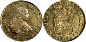 CHILE. 4 Escudos, 1749-So J. Santiago Mint. Ferdinand VI. NGC MS-61.

Fr-6; KM-2. First date of issue. This charming minor gold coin exhibits a bold...