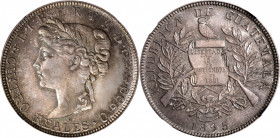 GUATEMALA. Silver 4 Reales Pattern, 1895-H CB. Heaton Mint. NGC SPECIMEN-66+.

KM-Pn30; Sweeny-GA9p; Prober-Pl.X # 32-YB. Estimated Mintage: 10, but...