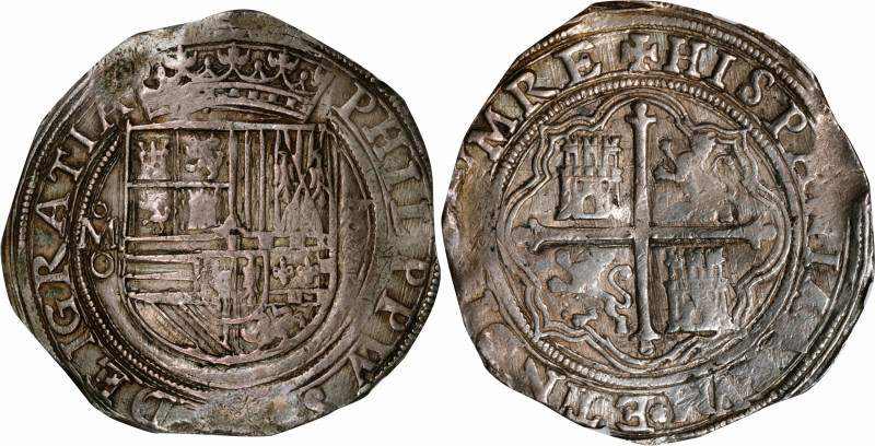 MEXICO. Cob 8 Reales, ND (ca. 1572-89)-Mo O. Mexico City Mint, Assayer O. Philip...