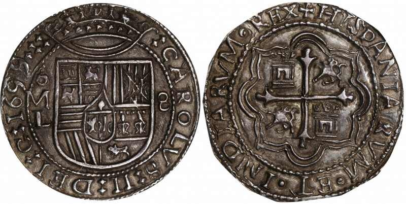 MEXICO. "Royal" Presentation Cob 8 Reales, 1699/8-Mo L. Mexico City Mint, Assaye...