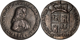 MEXICO. San Felipe El Real (Chihuahua). Cast Silver Proclamation Medal, 1724. Luis I. NGC AU-55.

Grove-Li-12; Med-10; Her-25; Betts-153. Weight: 19...