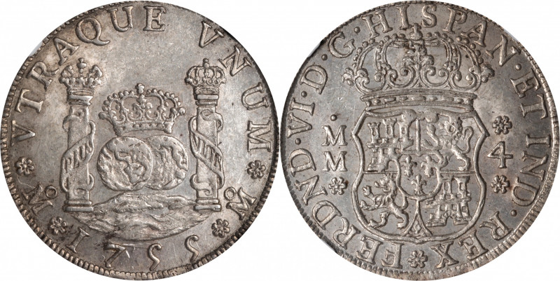 MEXICO. 4 Reales, 1755-Mo MM. Mexico City Mint, Assayer MM. Ferdinand VI. NGC MS...